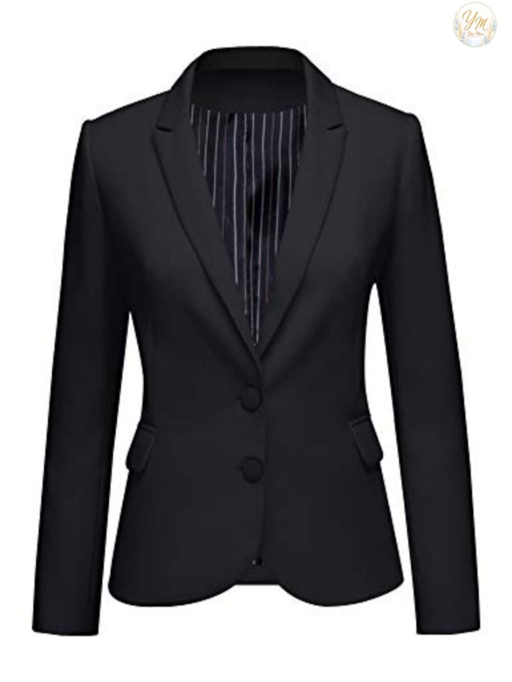 Women's Long Sleeve Lined Blazer Notched Lapel One Button Suit Jacket